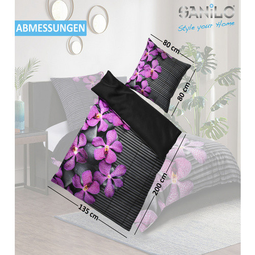 Sanilo Bettwäsche Vanda 2-teilig aus Baumwolle, Lila, B/H: 135 x 200 cm, Kissen: 80 x 80 cm - Bild 3