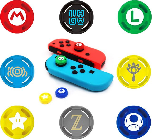 Silikon-Joystick-Kappen als Daumengriffe und Schutzabdeckung für deine Nintendo Switch und Switch Lite in Schwarz und Multicolour - Bild 1