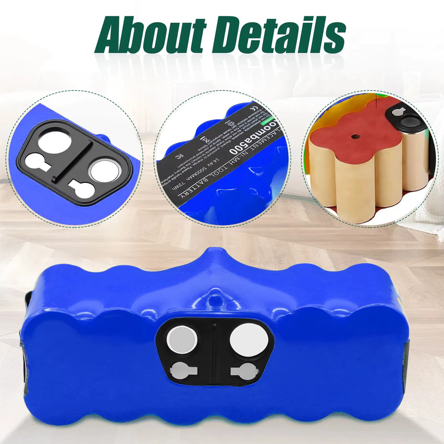 Turpow Li-Ionen-Akku 5000mAh für iRobot Roomba 500 600 700 800 Serie, 14,4V, Blau - Bild 4