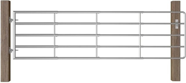 vidaXL Weidetor aus Stahl mit 5 Rohren, Silber, Breite: 115-300 cm, Höhe: 90 cm - Bild 1