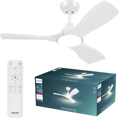 Philips Olas LED Deckenventilator in Weiß mit Fernbedienung, dimmbar, 30W - Bild 1