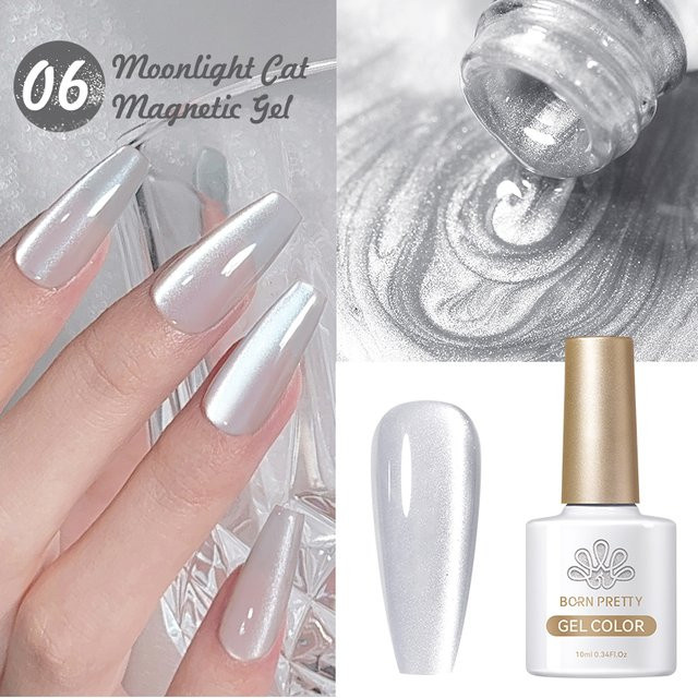 BORN PRETTY Magnetischer Gel-Nagellack Moonlight White, 10 ml, Schimmernd - Bild 1