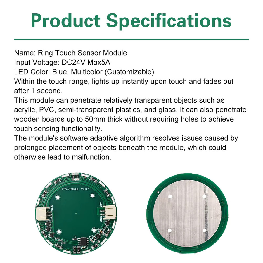 Smart River Touch Tisch Sensor Modul mit DC 24V LED Licht und RGB-Funktion in Blau und Grün - Bild 4