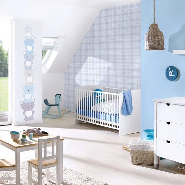 Profhome Kinder Tapete mit Tiermotiv in Blau Grau Weiß, Matt, Non-Woven, Breite: 0,53 m, Länge: 10,05 m - Bild 1
