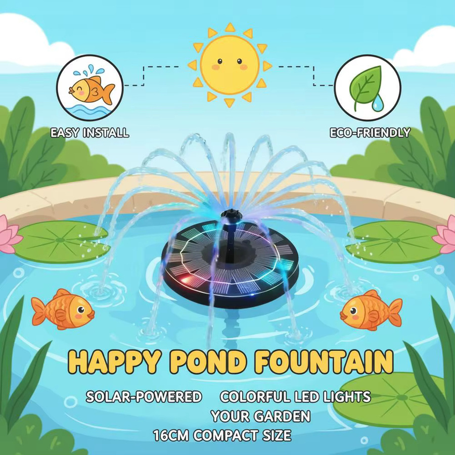 Solar-Springbrunnenpumpe für Vogelbad, Teich und Aquarium mit 6 Düsen, Durchmesser: 16 cm - Bild 3