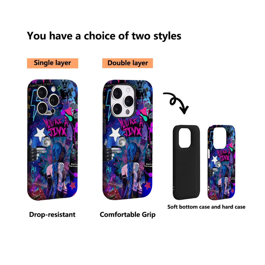 Jinx Handyhülle mit doppelschichtiger Rückseite für iPhone 17 16 15 14 13 12 11 Pro Max Plus in Multicolour - Bild 3