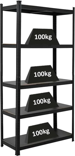 PROREGAL All Black Series Schwerlastregal Ragnar, Matt Schwarz, H x B x T: 180 x 90 x 40 cm - Bild 1