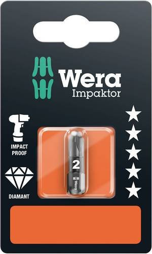 Wera Diamant Kreuzschlitz-Bit PZ 2 Impaktor 855/1 aus Werkzeugstahl in Silber - Bild 1