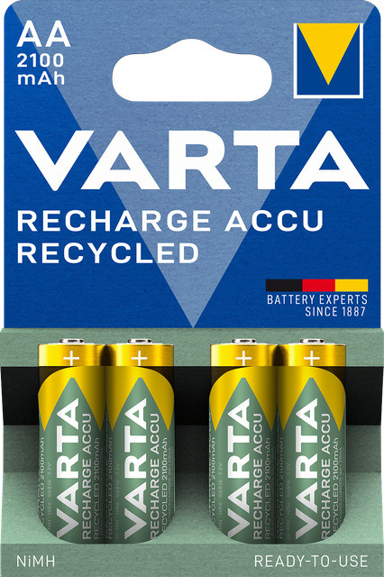 Varta Recharge Accu Recycled AA Akku NiMH 2100mAh 4er Blister - Bild 1