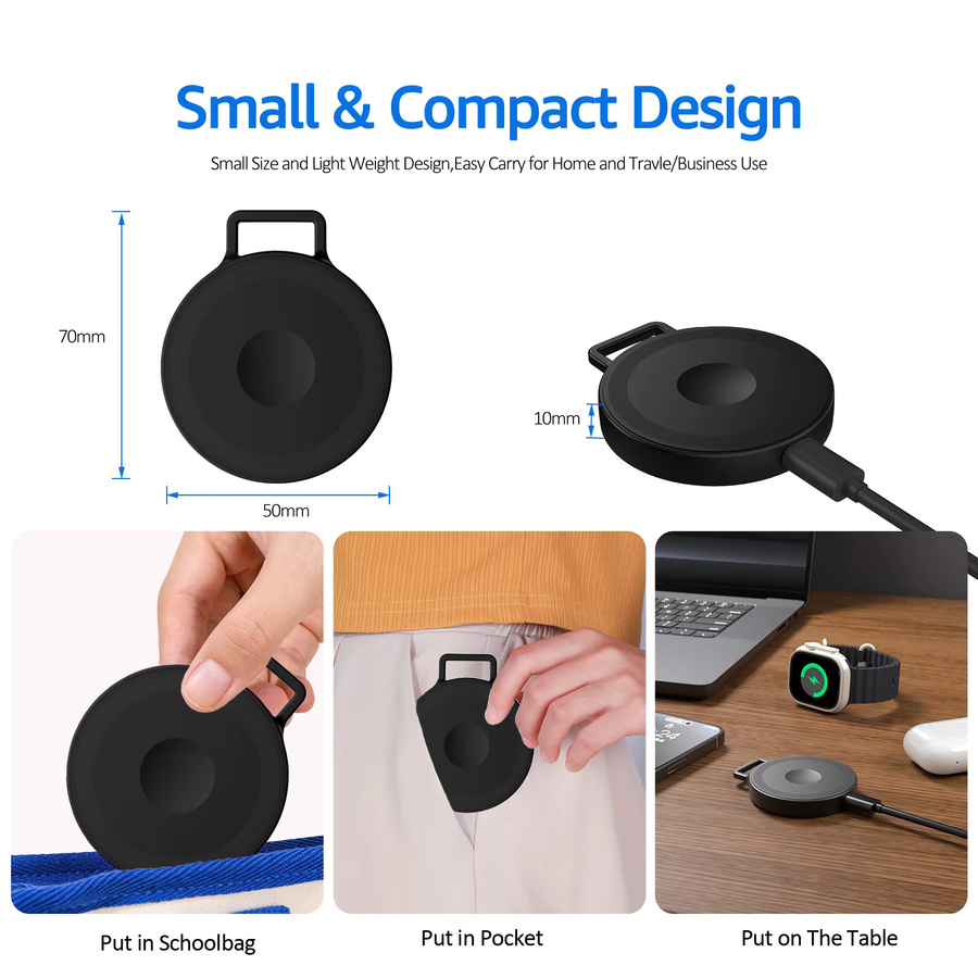 ILEPO 3-in-1-Ladestation als kabelloses Reise-Mini-Ladegerät mit Schlüsselanhänger für iPhone 12–16-Serie, AirPods und iWatch in Schwarz oder Weiß - Bild 2