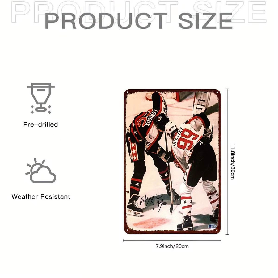 CIFBUY Vintage-Metallblechschild Retro-Hockey-Wandkunst, Mehrfarbig, B: 20,3 cm, H: 30,5 cm - Bild 4