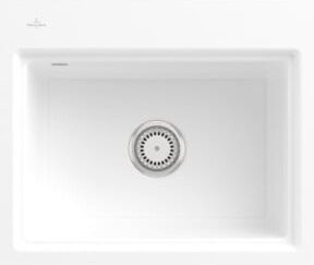 Villeroy & Boch Subway Style 60 S Flat bündige Keramik-Waschbecken links in Snow White inklusive Ablaufgarnitur und Exzenter, Breite: 60 cm - Bild 1
