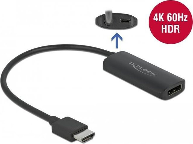 Delock HDMI-A auf DisplayPort und Micro-USB Adapter Schwarz 63206 - Bild 1
