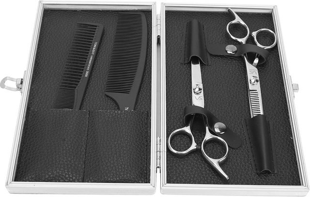 TOMTOP Haarschneidescheren-Set Edelstahl mit Aufbewahrungsbox, grau - Bild 1