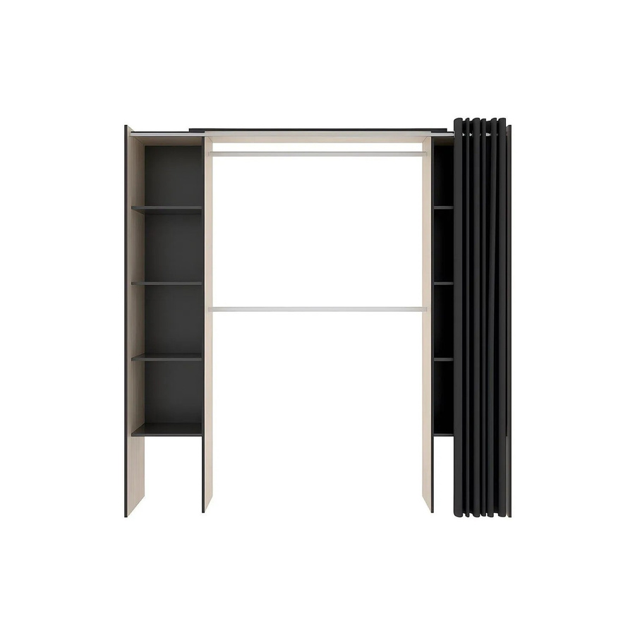 Offener Kleiderschrank Dorian von Vente-unique in Anthrazitgrau mit Eiche-Optik, Breite: 110 cm - Bild 2