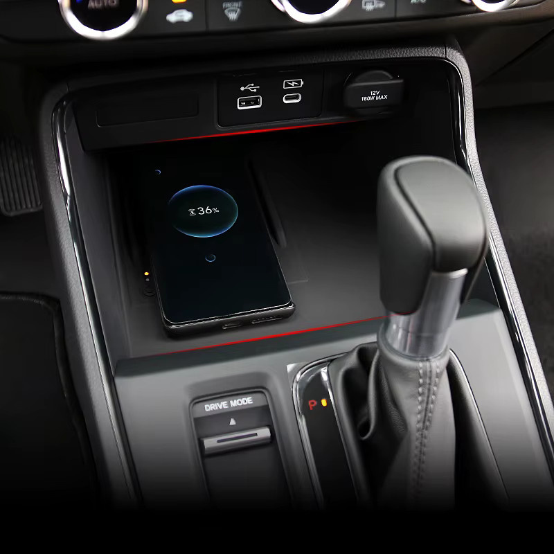 YaLumei Anti-Rutsch Silikon Matte für Honda CR-V 6. Generation 2023-2025, Schwarz, Zentrale Steuerung Telefon-Halterung und kabelloses Lade-Pad - Bild 2