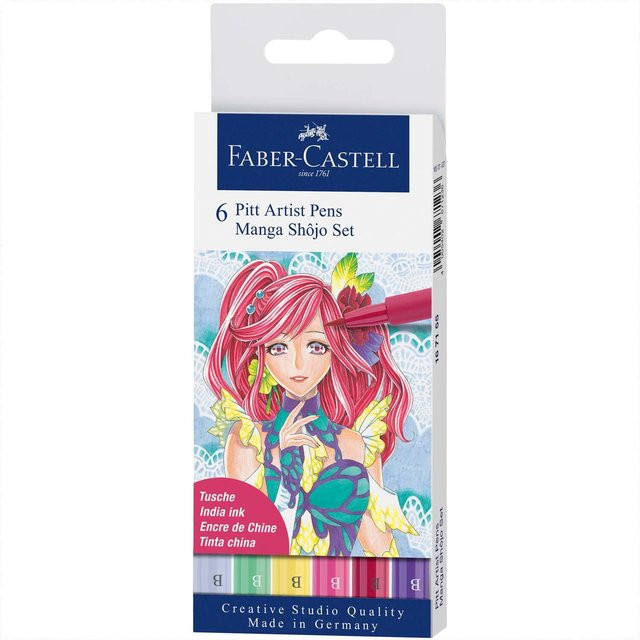 Faber-Castell Pitt Artist Pen Manga Shojo Tuschestift-Set mit 6 Brush-Stiften in Multicolour (Pink und Purple) - Bild 2