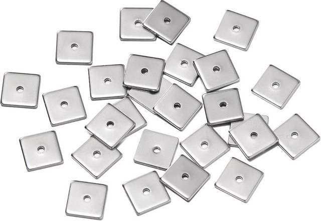 Abstandshalter Perlen Edelstahl, quadratisch, 4,5-6,8 mm, Unisex - Bild 1