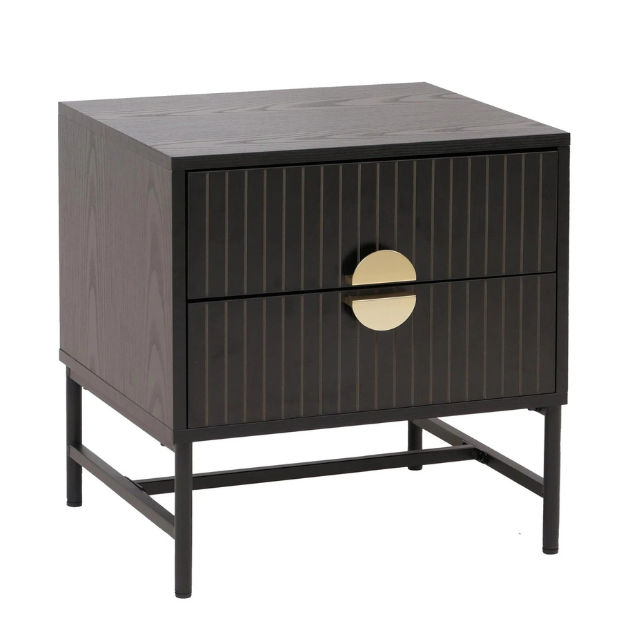 MCW Nachttisch O39 mit Schublade in Schwarz, Holzoptik mit Lamellen-Design, B/T/H: 50 x 48 x 39 cm - Bild 3