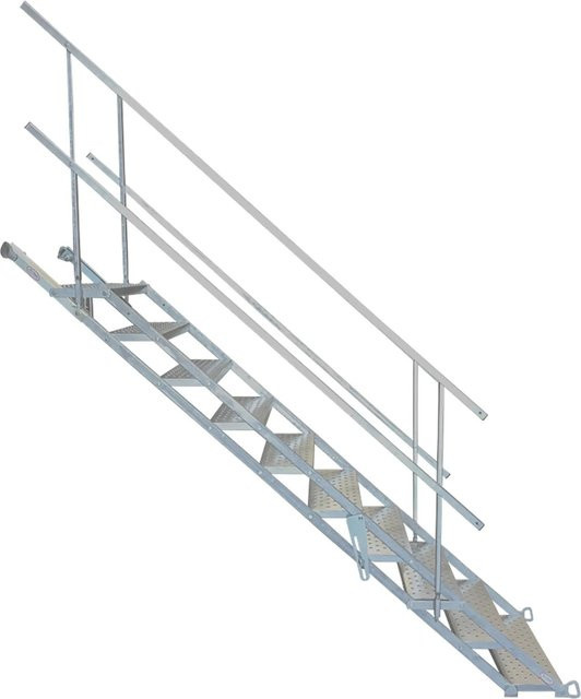 Schake Bautreppe aus Stahl mit 16 Stufen in Grau und Silber, Breite: 100 cm - Bild 1