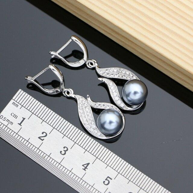 Wucifang Jewelry Ohrringe, 925 Silber, Perle, Zirkonia, Damen, Weiß - Bild 1