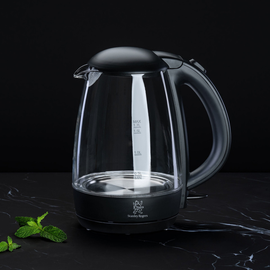 Stanley Rogers Wasserkocher aus Glas in Transparent und Schwarz mit 1,7 l Fassungsvermögen und Kalkschutzfilter - Bild 2
