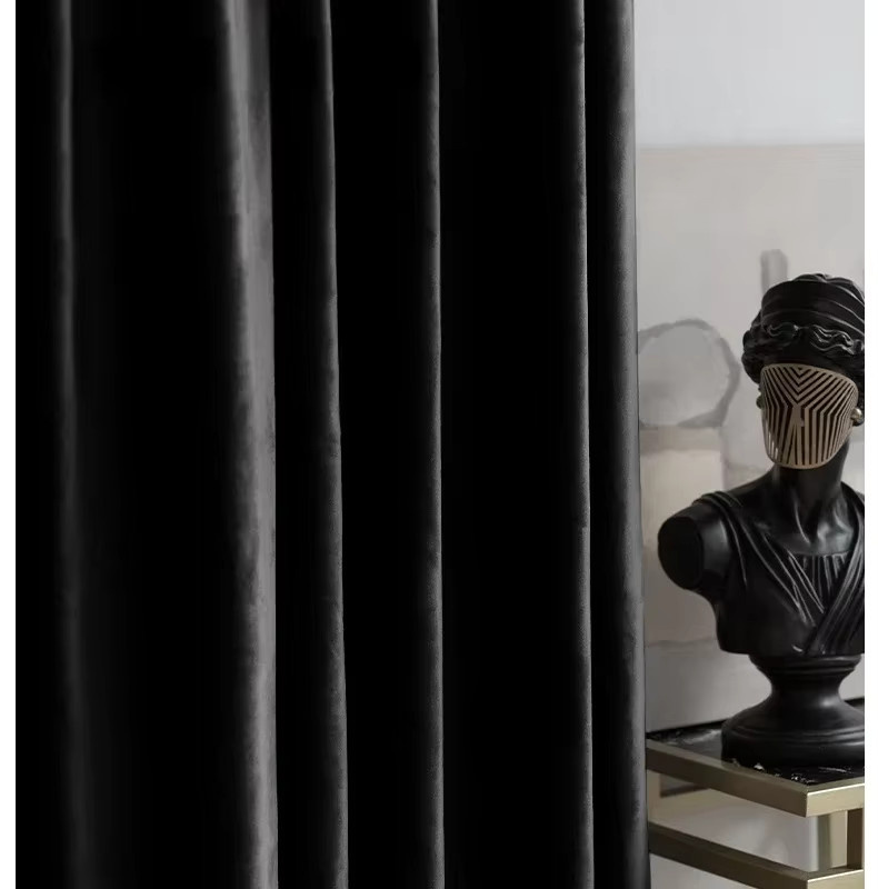 ZJBYZHOUSEHOLD Verdunkelungsvorhang aus Flanell in Schwarz, modern und einfarbig für Wohnzimmer und Schlafzimmer - Bild 2