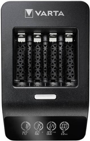 Varta LCD Ultra Fast Charger+ Akku-Ladegerät für AA und AAA NiMH mit AC- und Kfz-Netzteil in Schwarz-Blau - Bild 2