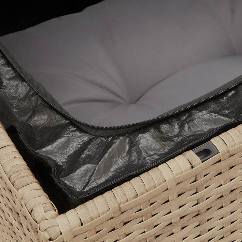 Vidaxl Gartenmöbel-Set aus Rattan und Holz mit 14-teiligem Kissen-Set in Beige, modern - Bild 2