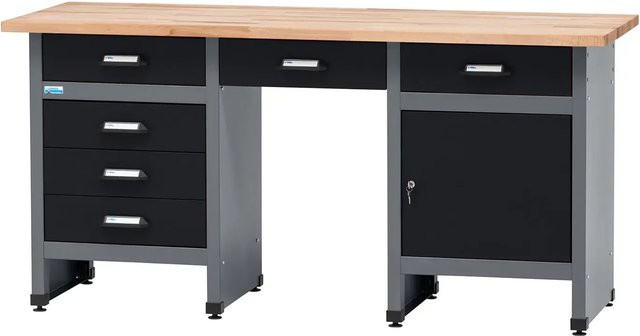 Küpper Werkbank-Komplett-Set mit Lochwand in Schwarz, B: 170 cm, H: 84 cm, T: 60 cm - Bild 1