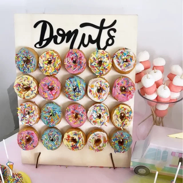 Wayfun Holz Donut Wandständer für Party und Hochzeit als runde Wanddekoration - Bild 1