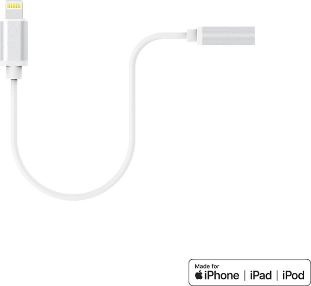 XLayer Premium Adapter Lightning auf 3,5 mm AUX MFI-zertifiziert, weiß - Bild 1