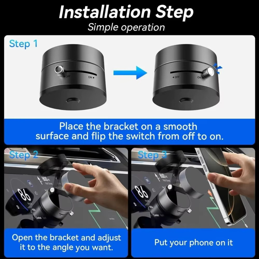 VIKEFON Auto Handyhalterung mit 360 Grad Rotation und Vakuum Saugnapf für MagSafe iPhone 16 15 14 13 12 Pro Max in Schwarz - Bild 4