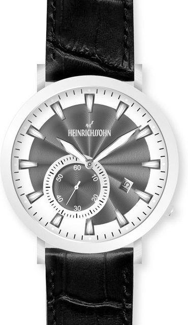 HEINRICHSSOHN Herrenuhr, Quarz, Edelstahl, 44 mm, Leder, Silber - Bild 1