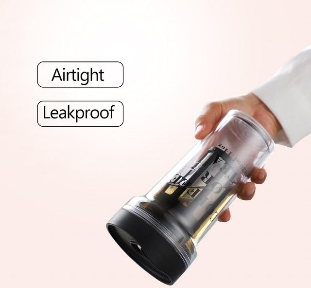 Tragbarer Cold Brew Kaffeebereiter mfySpace mit Deckel aus Edelstahl, Schwarz und Transparent - Bild 1