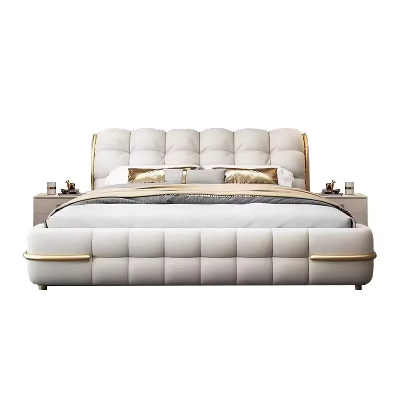 Modernes gepolstertes King-Size-Bett mit Matratze in Weiß, B/T: 180 x 200 cm - Bild 3