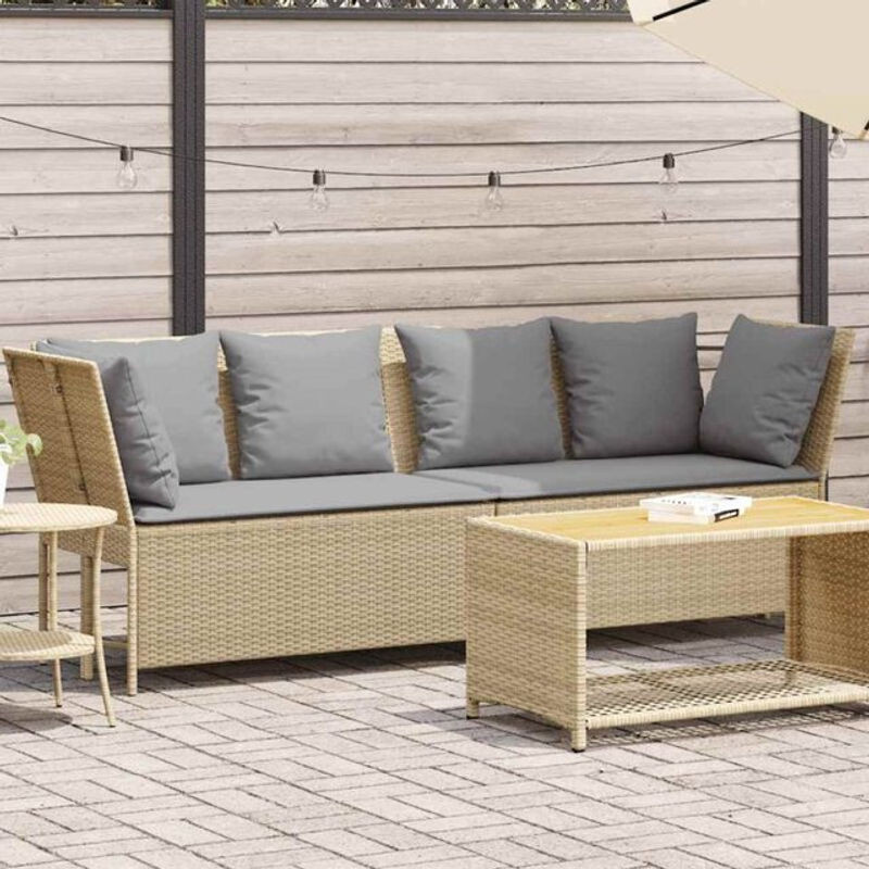 Gartensofa mit Kissen aus Polyrattan in Beige von VIDAXL - Bild 1