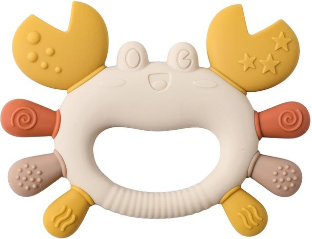 Binchi Outdoor Product Baby Beißspielzeug Krabbe aus Silikon, BPA-frei, beige/bunt - Bild 1