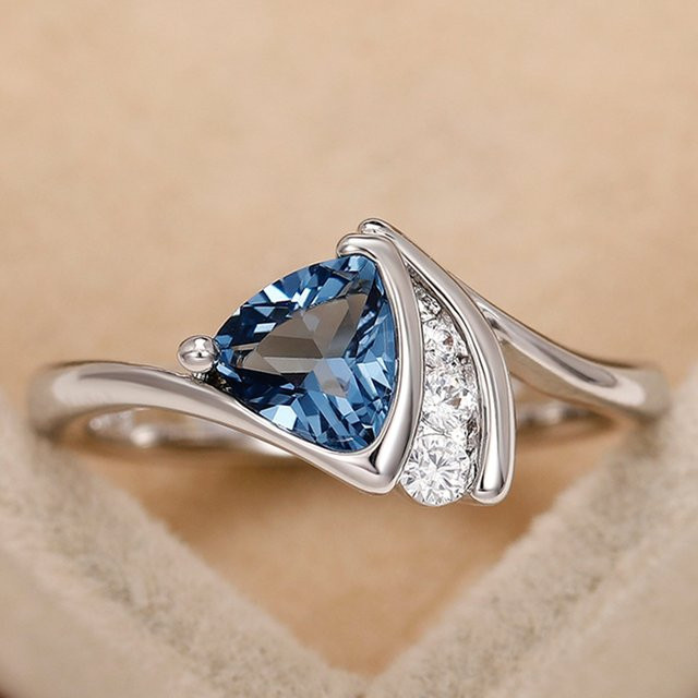 Huitan Eheringe, Silber, Blau, Zirkonia, Damen - Bild 1