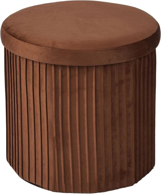 Relaxdays Aufbewahrungshocker aus Samt in Mocha Mousse, faltbarer Hocker mit Stauraum, B/T/H: 38 x 38 x 38 cm - Bild 1