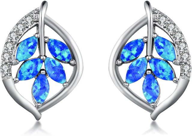 YIRAN Jewelry 5 Ohrringe, blau und weiß, Blattform, Damen - Bild 1