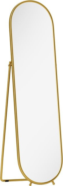 HOMCOM Ganzkörperspiegel Oval mit Ständer und Metallrahmen in Gold, Höhe: 180 cm, Breite: 50 cm - Bild 1
