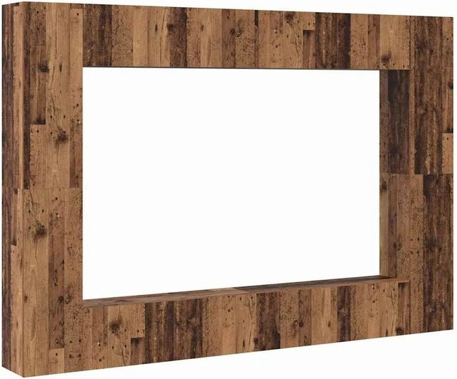 vidaXL TV-Schrank-Set Wandmontiert aus Altholz und Holzwerkstoff in Braun, 8-teiliges Set für dein Wohnzimmer, 4 x B: 100 cm, T: 30 cm, H: 30 cm und 4 x B: 30,5 cm, T: 30 cm, H: 90 cm - Bild 1