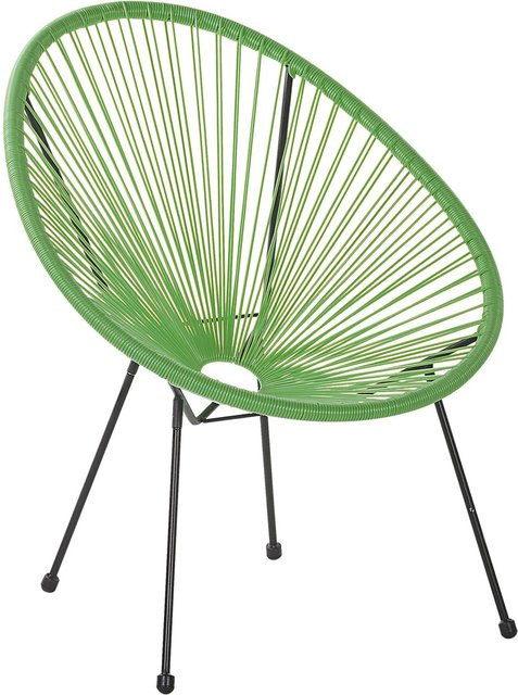Beliani Cocktailsessel im Boho-Stil aus Rattan und Metall, Farbe Grün Schwarz, B/T/H: 90 x 70 x 87 cm - Bild 1