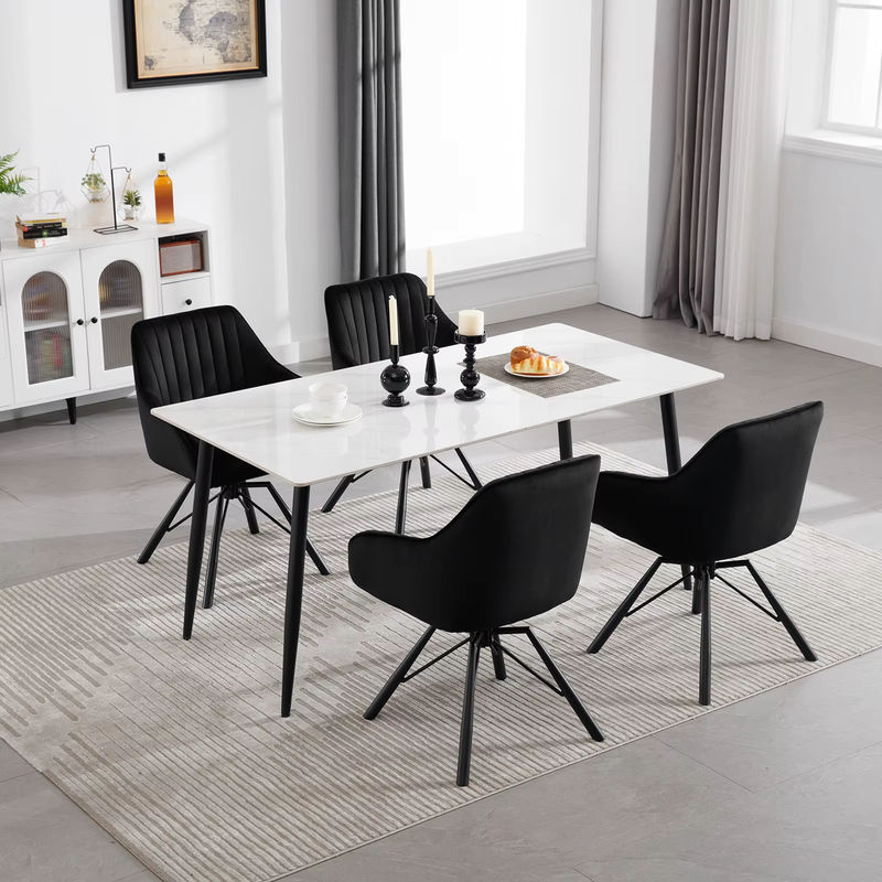 WOLTU 2er Set drehbare Esszimmerstühle aus Samt in Grau mit Armlehnen und ergonomischer Polsterung - Bild 5