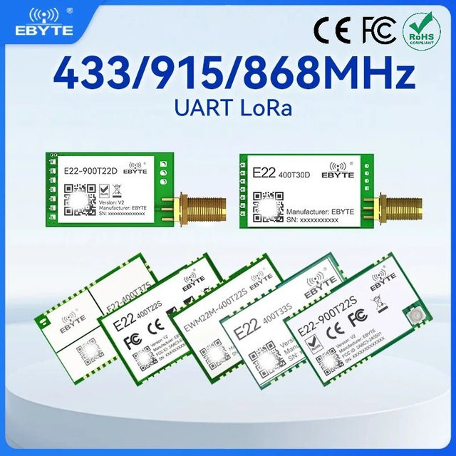EBYTE E22-T-Serie LoRa-Wireless-Modul UART-Modul 433/915/868 MHz SMD DIP mit SMA-K-Anschluss - Bild 1