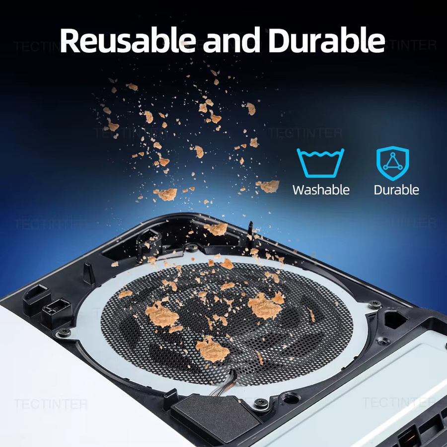 TECTINTER Staubfilter Netz für PS5 Spielkonsole, atmungsaktive Staubschutz Mesh Abdeckung in Schwarz - Bild 5