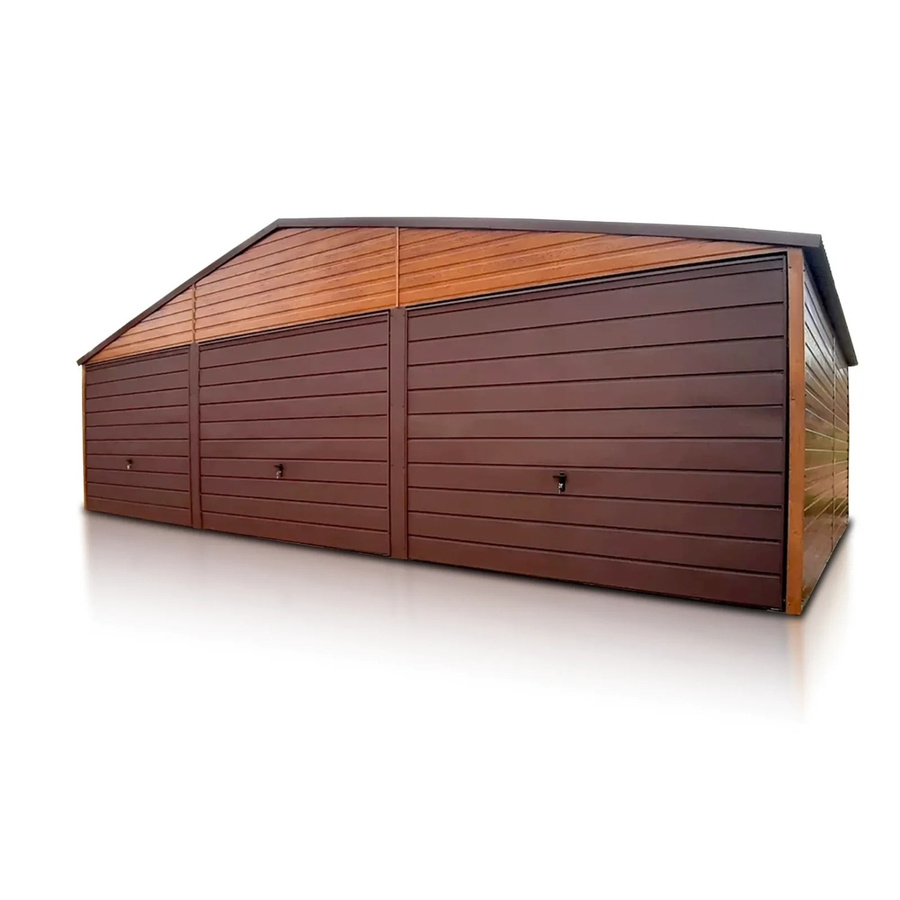 Liderstal Dreifachgarage Premium aus Trapezprofilblech in Holzoptik Braun mit Satteldach und Schwingtor, B/T/H: 900 x 500 x 290 cm - Bild 2