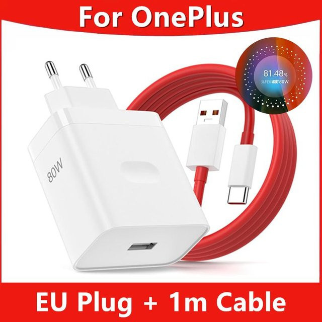 OnePlus 80W USB-C Schnellladegerät mit 1m Typ C Kabel für OnePlus 9 10 11 12 13 Nord CE 2 3 Lite N300 sowie OPPO und Realme 12 GT NEO 2 3 EU-Stecker - Bild 1