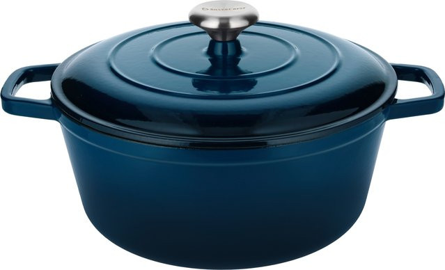 SILVERCREST Premium-Gusseisentopf aus emailliertem Gusseisen in Blau, Backofenfest - Bild 1